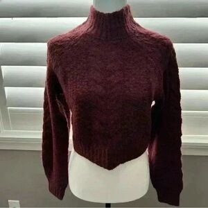 Aritzia Sunday Best Women's Burgundy Cropped Sweater